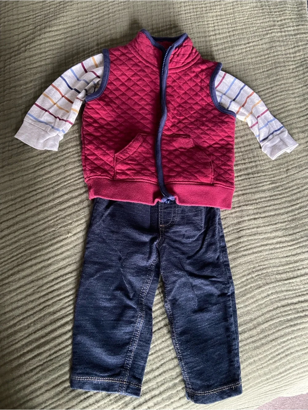 Carter's White and Navy Striped Baby Sweater